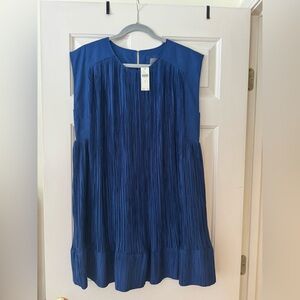 Anthropologie Blue Sleeveless Pleated Dress